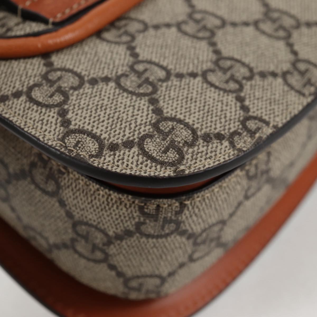 GUCCI GG Supreme Bamboo 1947 Horsebit Waist bag PVC Beige 681137 Auth ac3847M