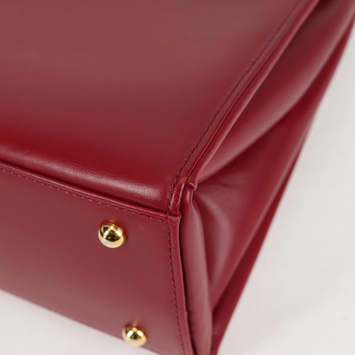 VERSACE Hand Bag Leather Red Gold Auth ac3851V