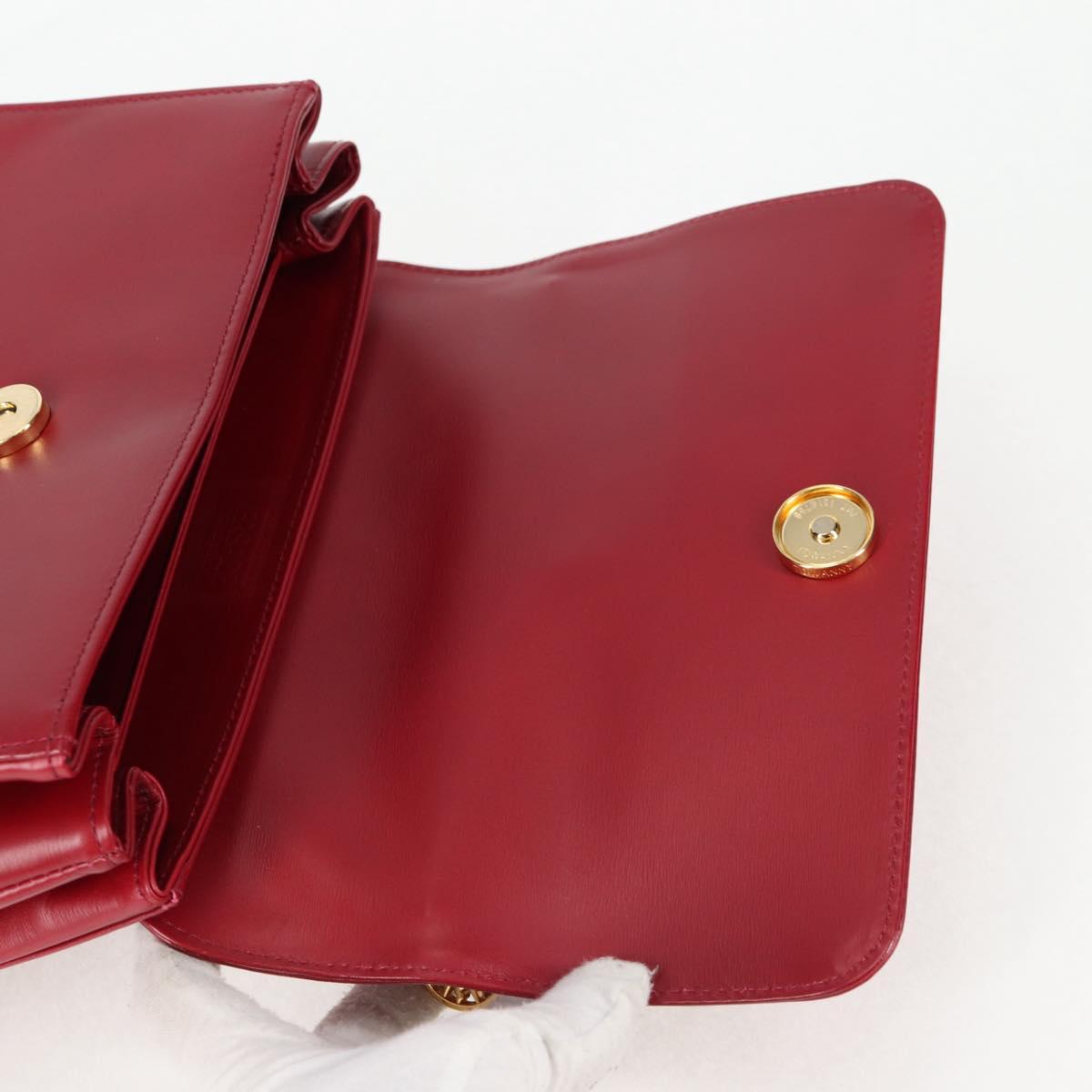 VERSACE Hand Bag Leather Red Gold Auth ac3851V
