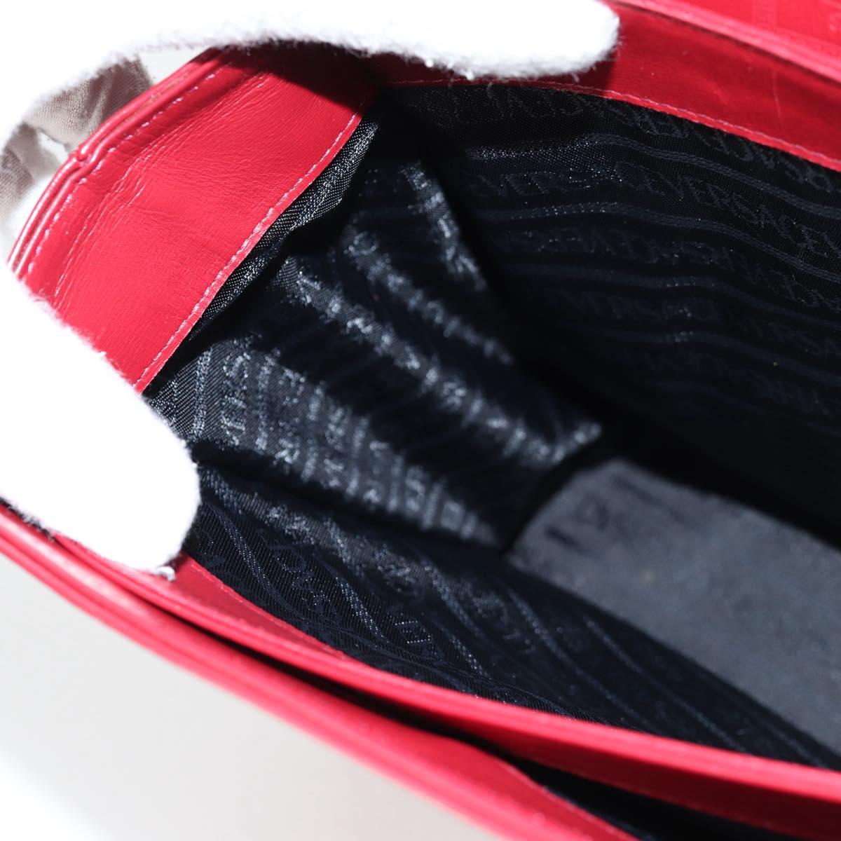 VERSACE Hand Bag Leather Red Gold Auth ac3851V