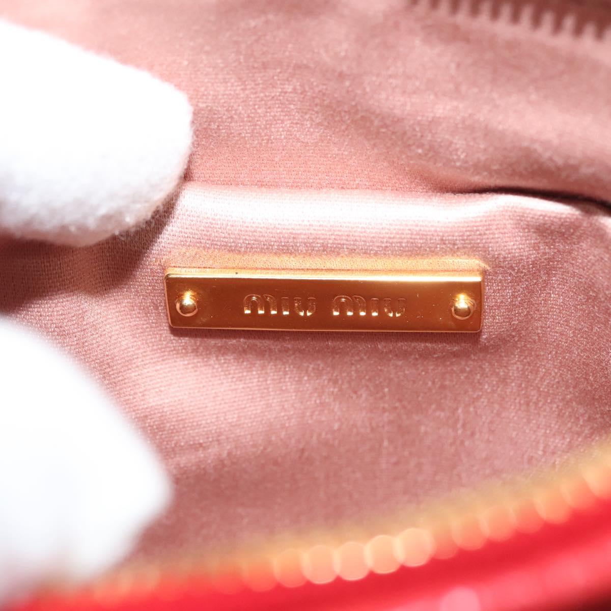 Miu Miu Accessory Pouch Leather Red Gold Auth ac3852