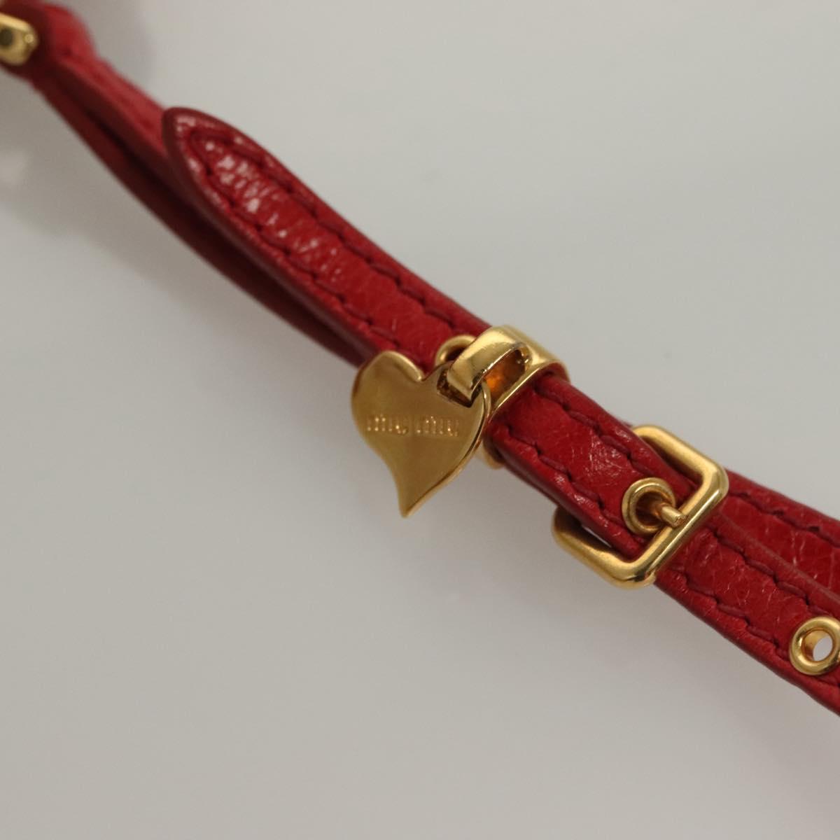 Miu Miu Accessory Pouch Leather Red Gold Auth ac3852