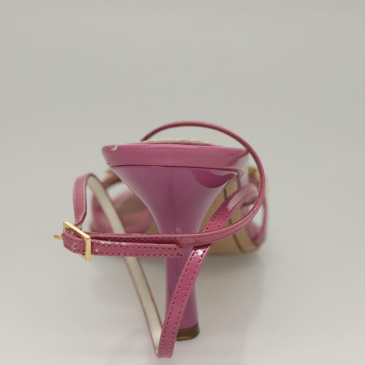 LOUIS VUITTON Mule High Heels Leather Suede Pink LV Auth ac3854