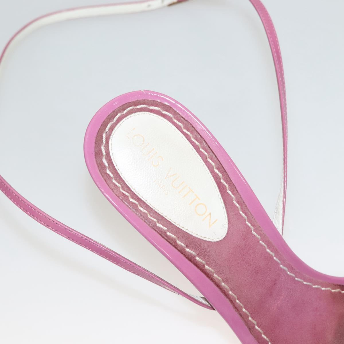 LOUIS VUITTON Mule High Heels Leather Suede Pink LV Auth ac3854