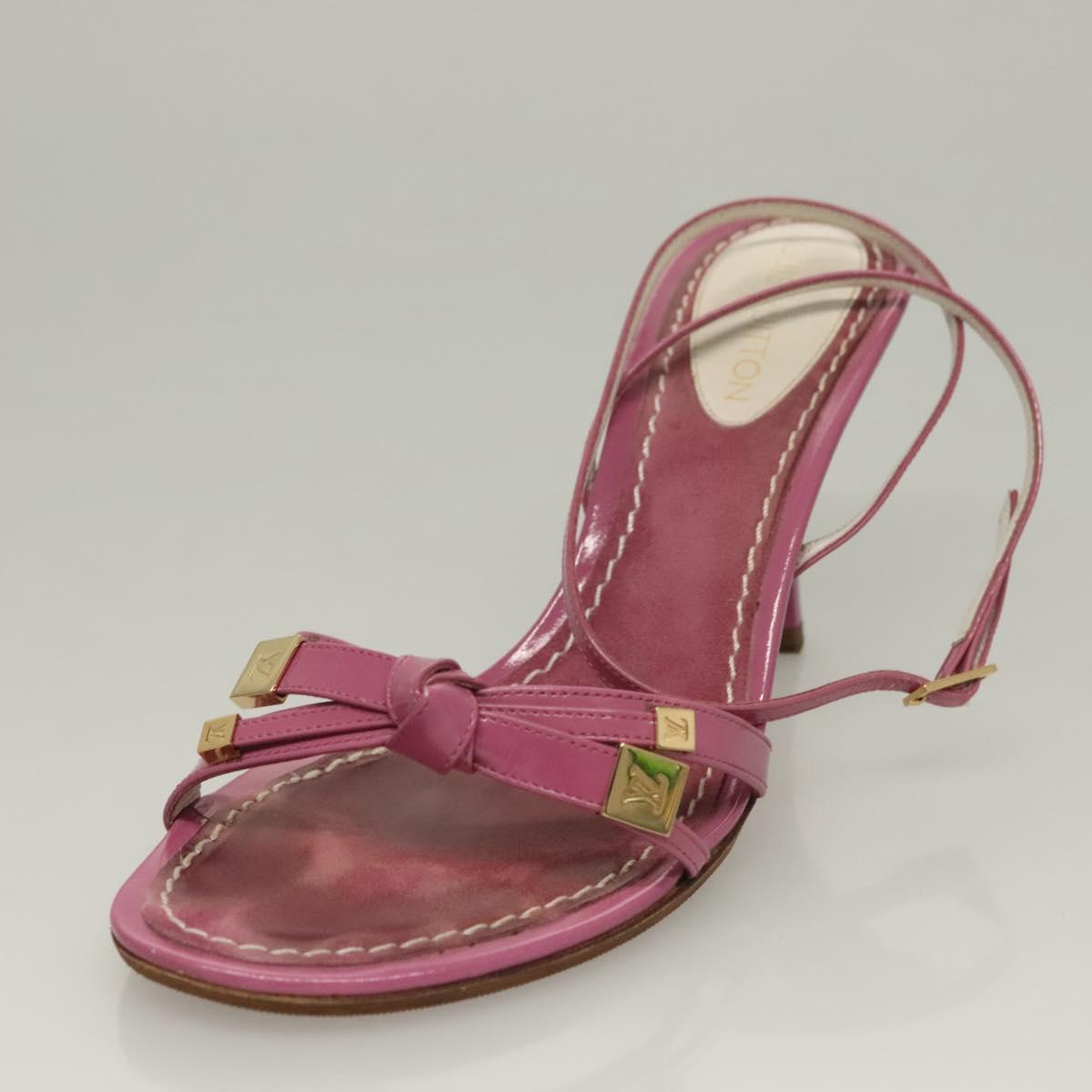 LOUIS VUITTON Mule High Heels Leather Suede Pink LV Auth ac3854