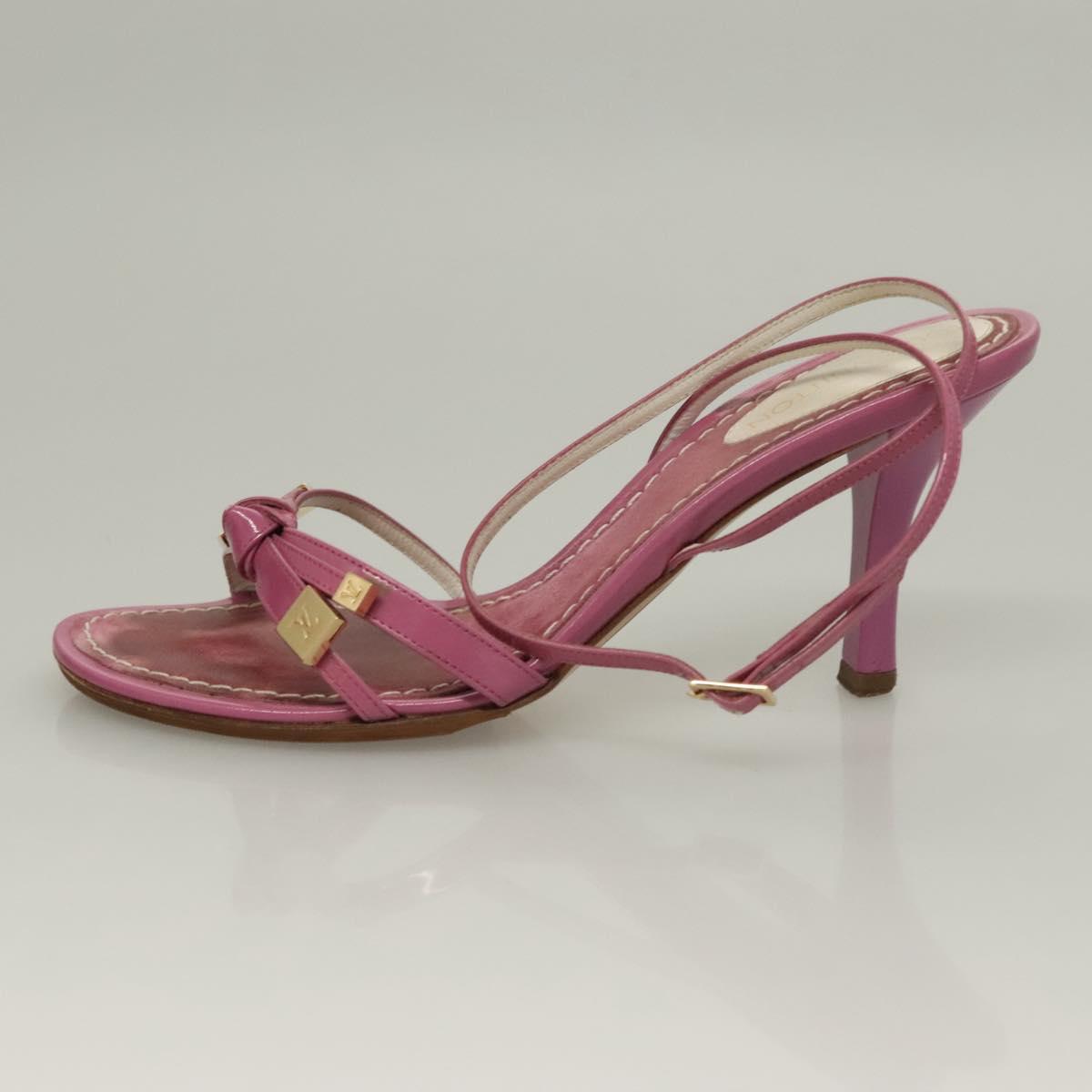 LOUIS VUITTON Mule High Heels Leather Suede Pink LV Auth ac3854