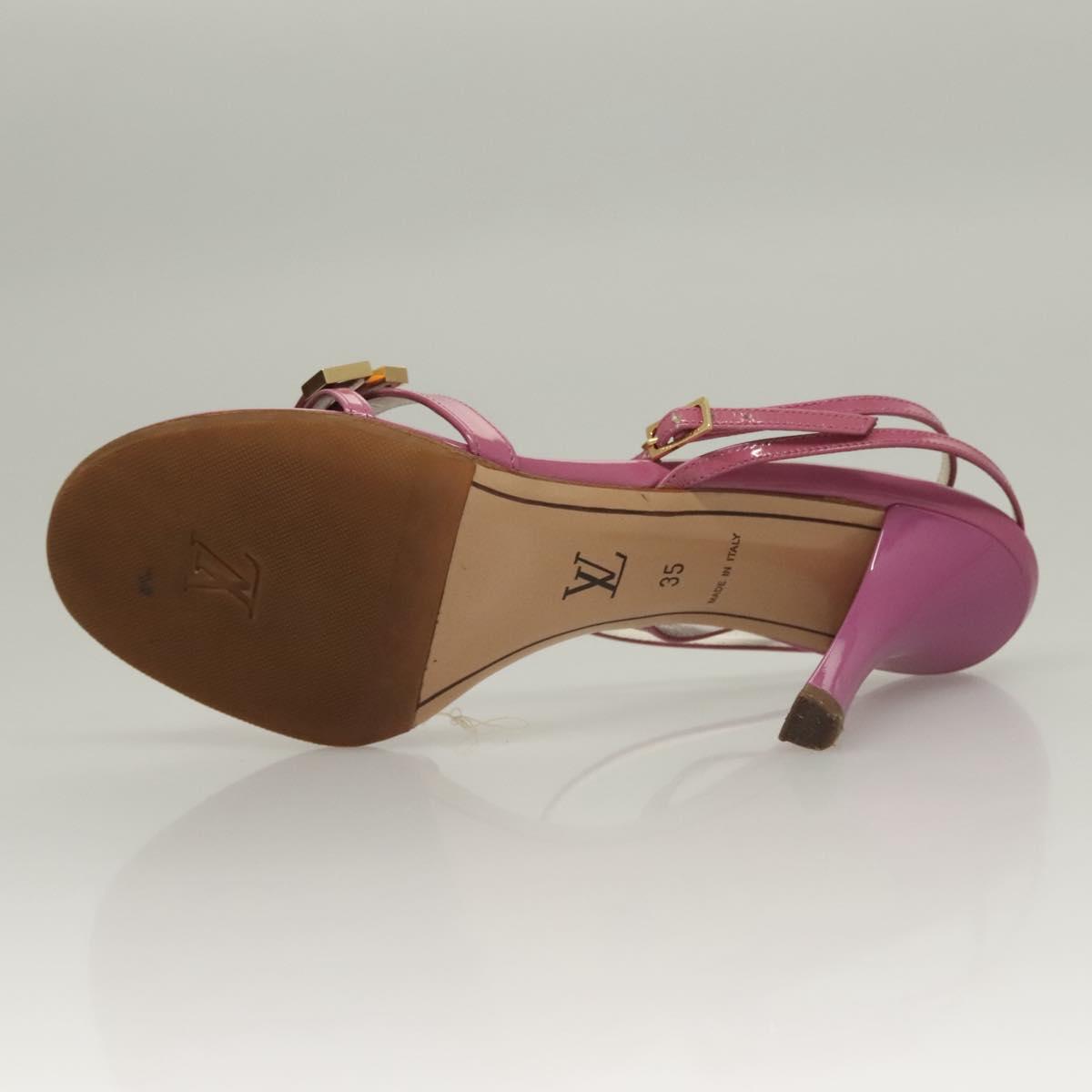 LOUIS VUITTON Mule High Heels Leather Suede Pink LV Auth ac3854