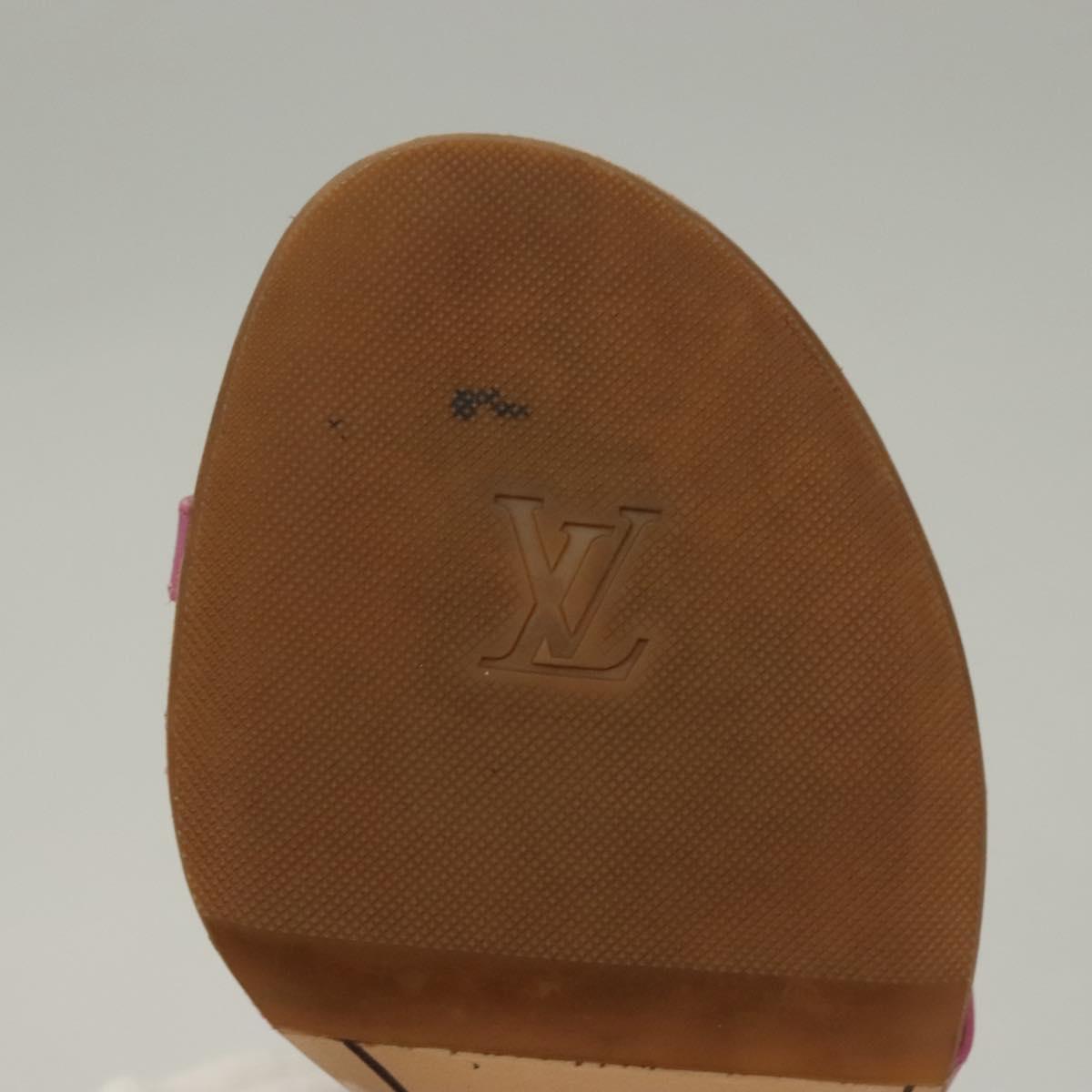 LOUIS VUITTON Mule High Heels Leather Suede Pink LV Auth ac3854