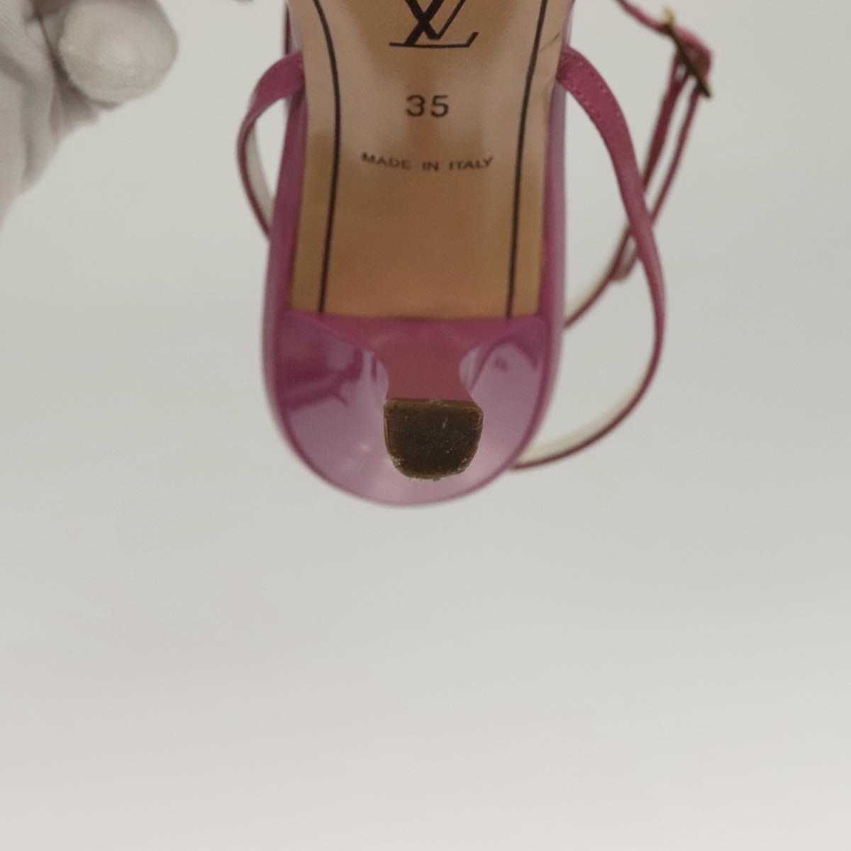 LOUIS VUITTON Mule High Heels Leather Suede Pink LV Auth ac3854