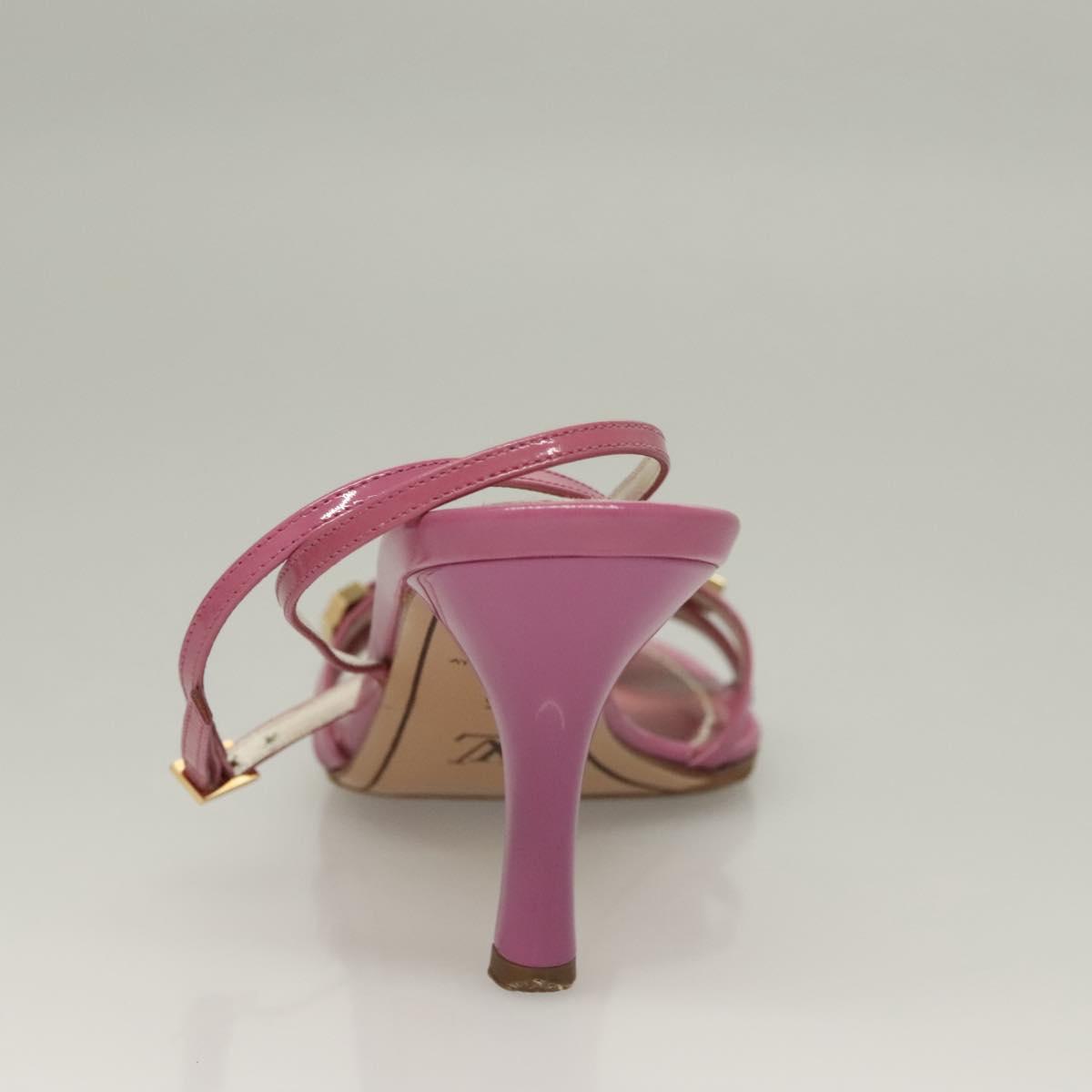 LOUIS VUITTON Mule High Heels Leather Suede Pink LV Auth ac3854