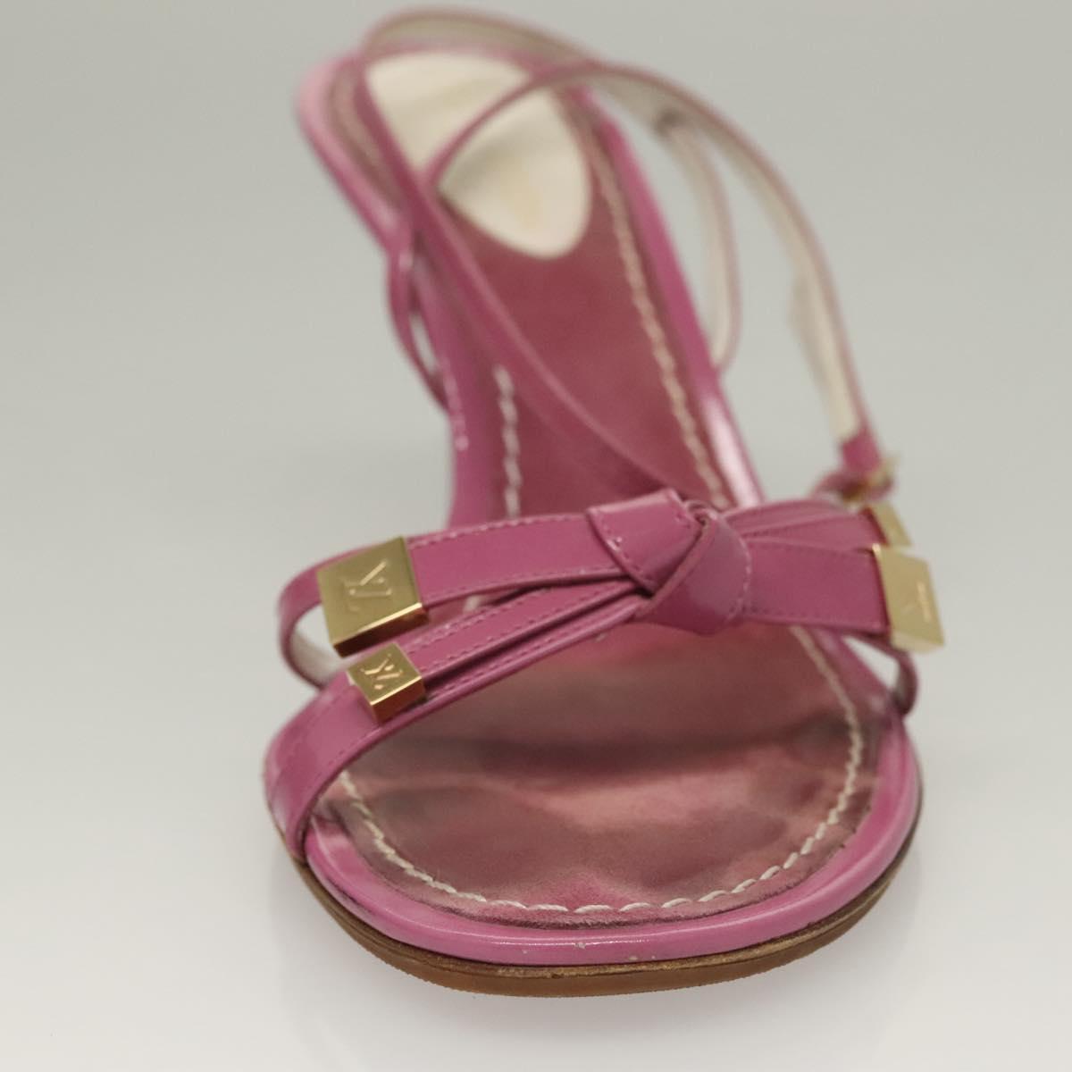 LOUIS VUITTON Mule High Heels Leather Suede Pink LV Auth ac3854