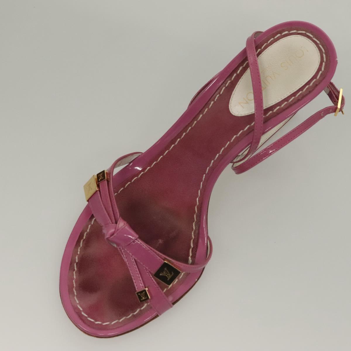 LOUIS VUITTON Mule High Heels Leather Suede Pink LV Auth ac3854