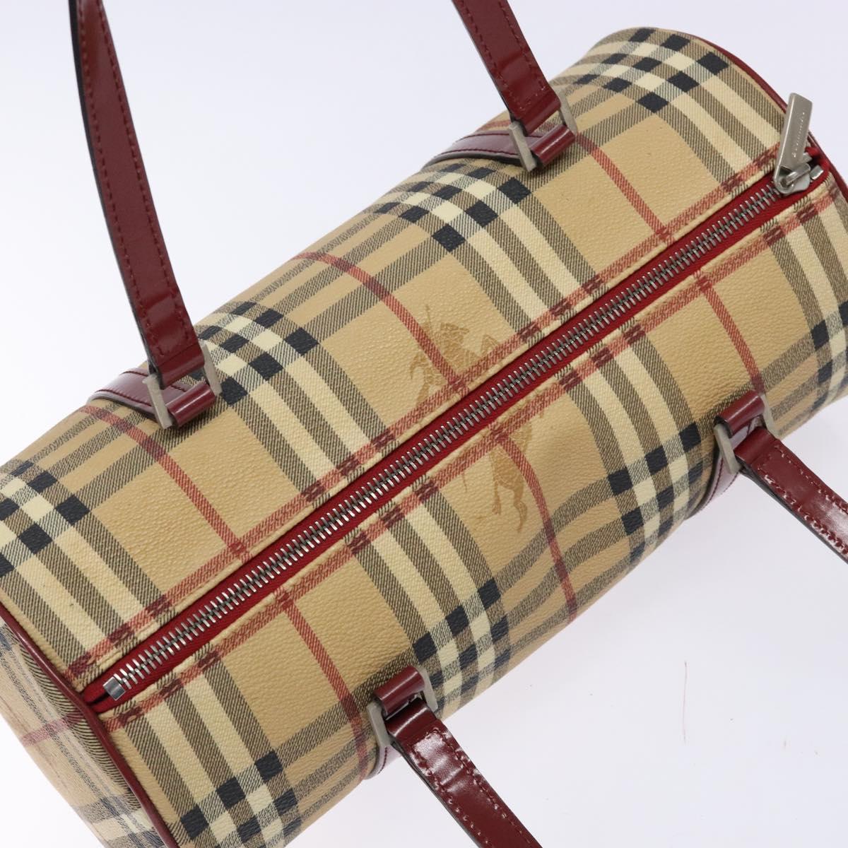 BURBERRY Nova Check Hand Bag PVC Beige Auth ac3864