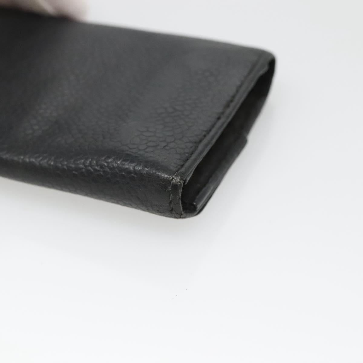 CHANEL Key Case Caviar Skin Black CC Auth ac3870