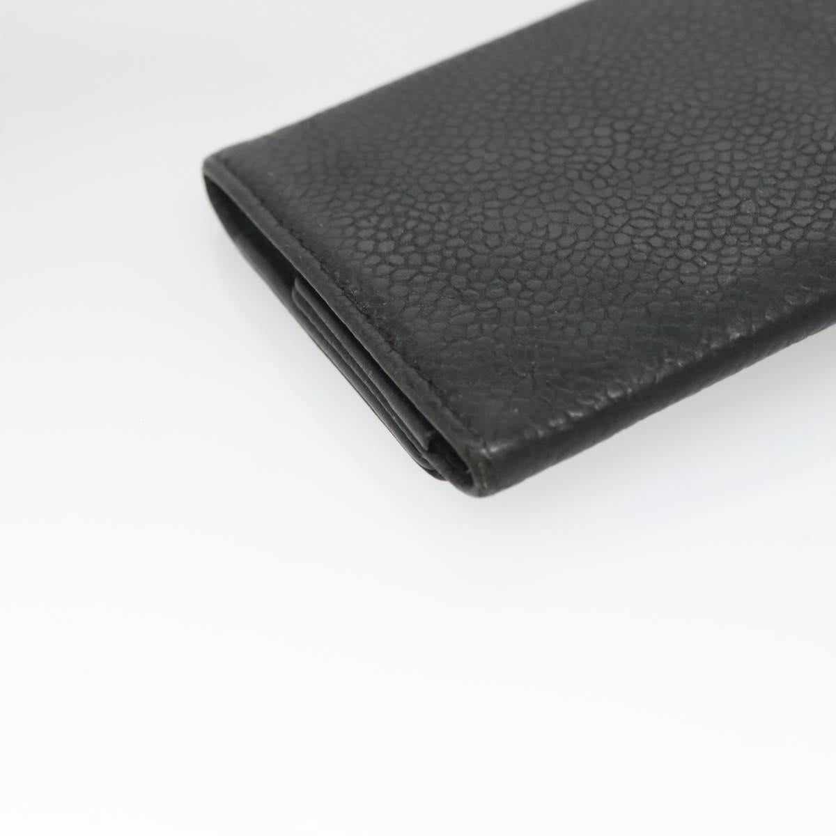 CHANEL Key Case Caviar Skin Black CC Auth ac3870