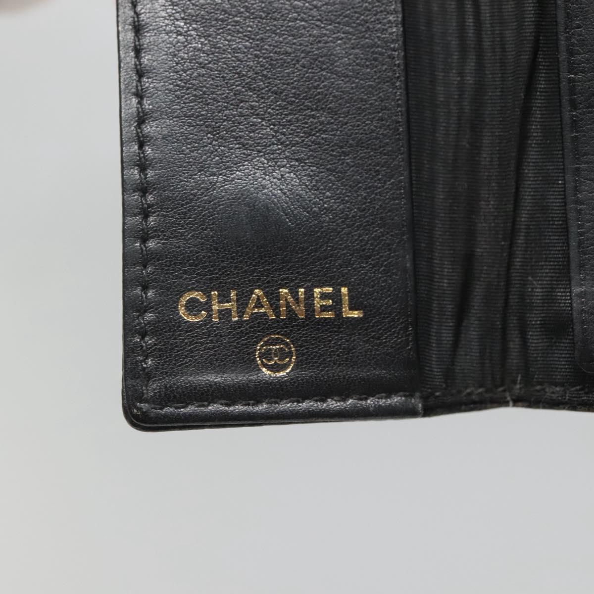 CHANEL Key Case Caviar Skin Black CC Auth ac3870