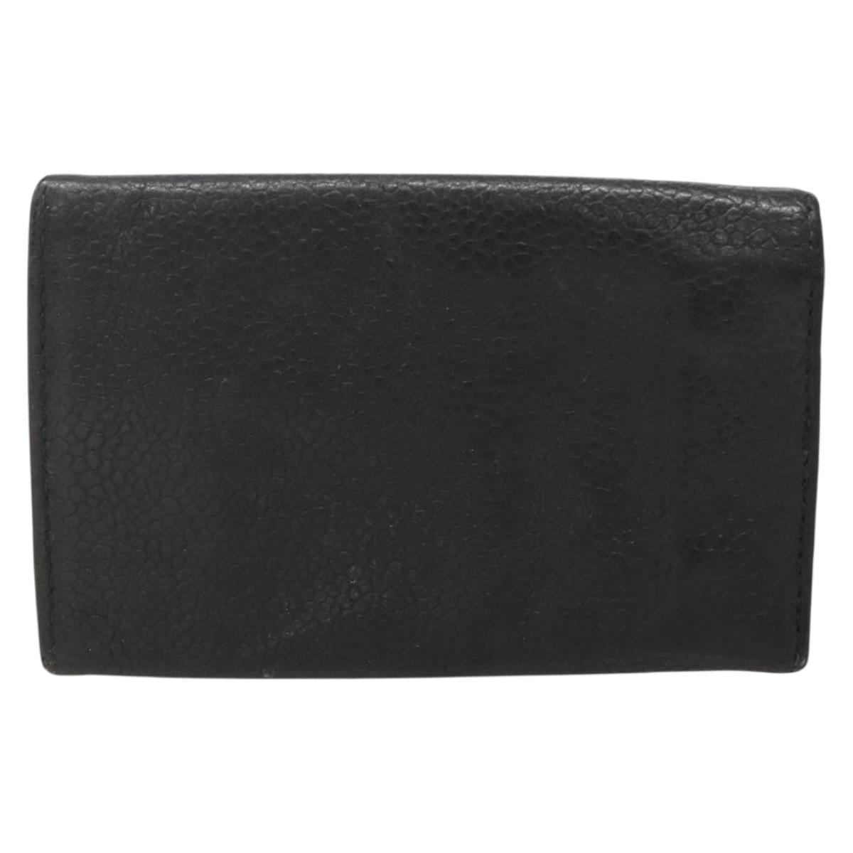 CHANEL Key Case Caviar Skin Black CC Auth ac3870