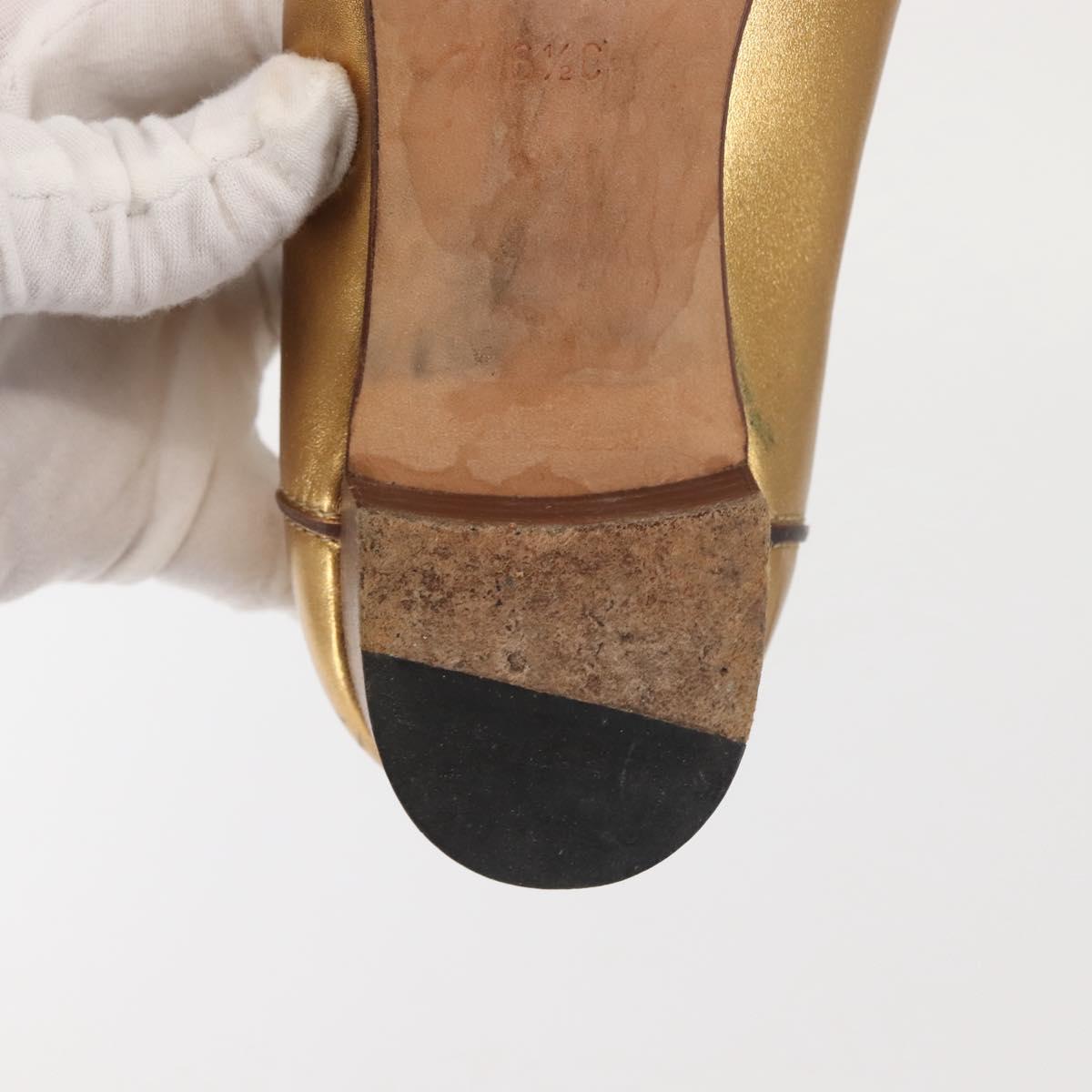 GUCCI Pumps Leather Gold Auth ac3875