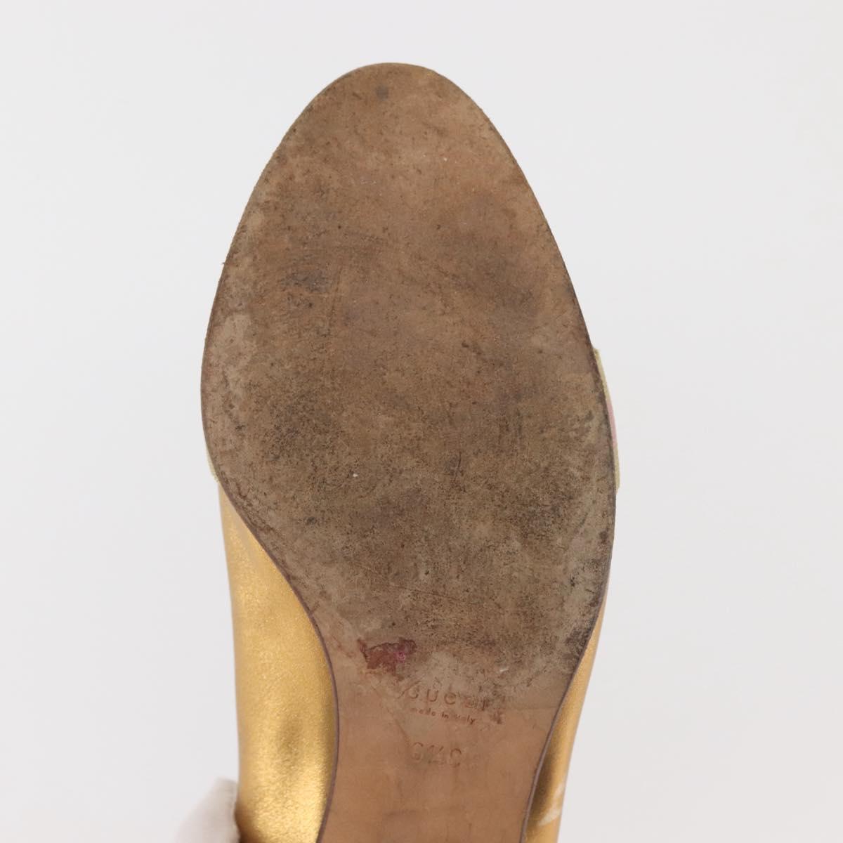 GUCCI Pumps Leather Gold Auth ac3875