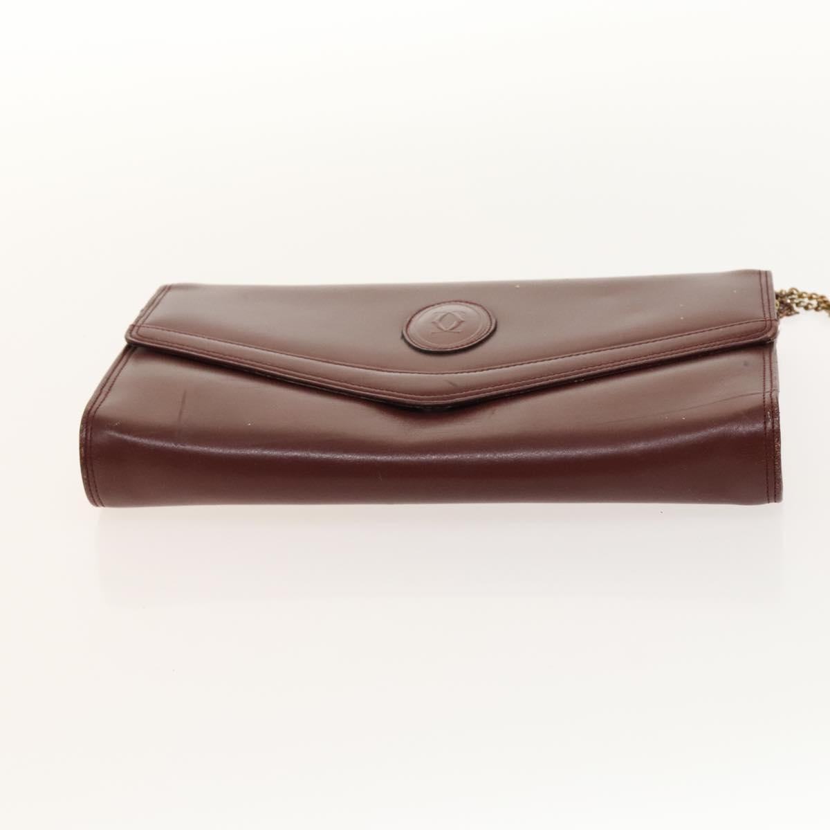CARTIER Must Line Chain Bag Leather 2Set Bordeaux Auth ac3876