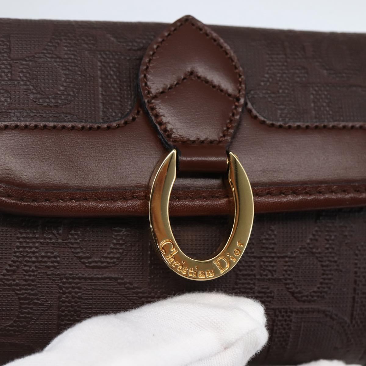 Christian Dior Trotter Canvas Coin Purse PVC Brown Auth ac3879