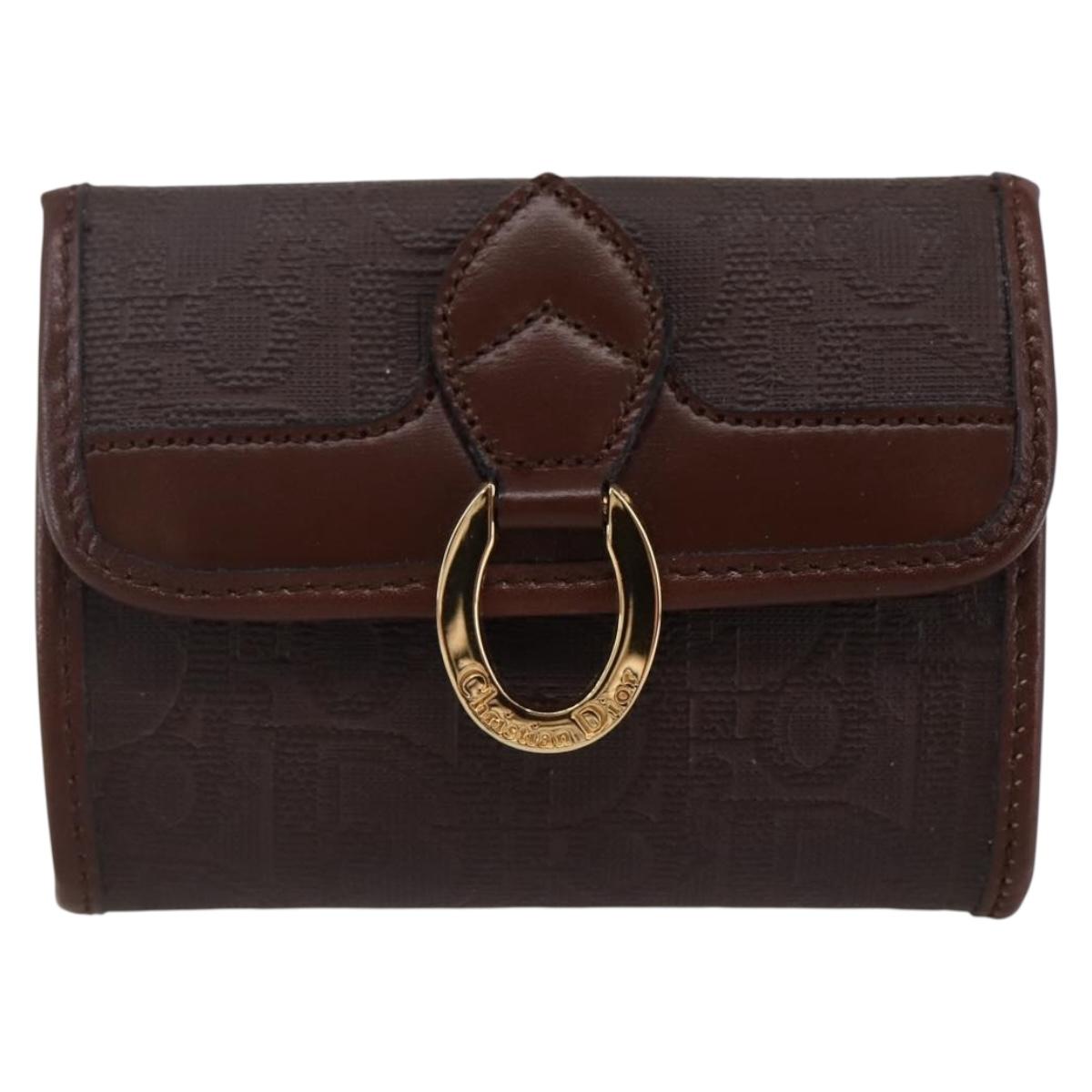 Christian Dior Trotter Canvas Coin Purse PVC Brown Auth ac3879