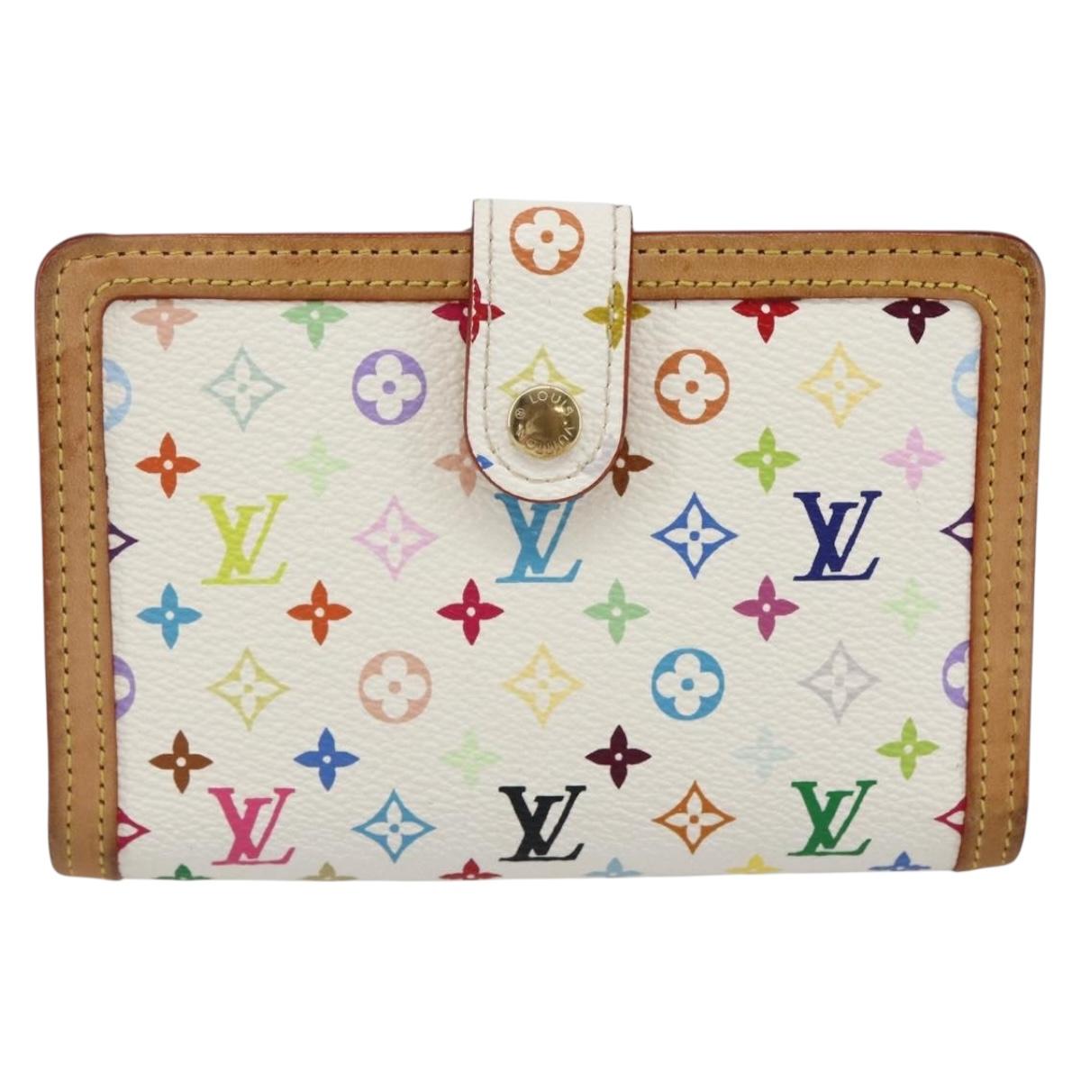 LOUIS VUITTON Multicolor Portefeuille Viennois Wallet White M92987 Auth ac3880