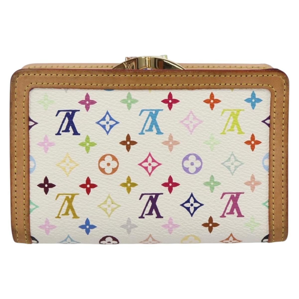 LOUIS VUITTON Multicolor Portefeuille Viennois Wallet White M92987 Auth ac3880