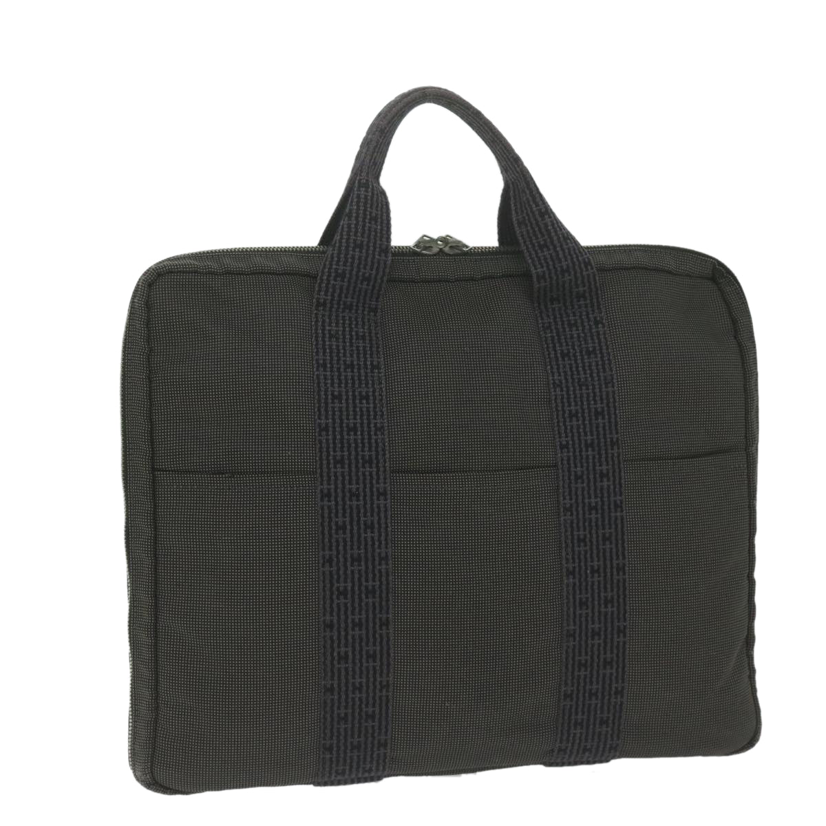 HERMES Her Line Hand Bag Canvas Gray Auth ai745