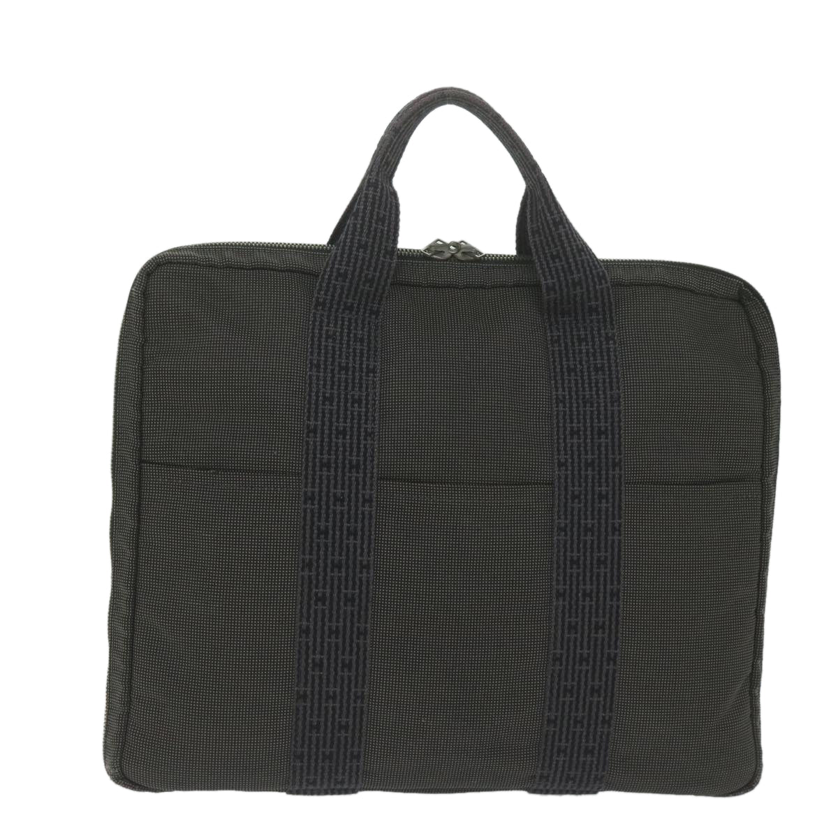 HERMES Her Line Hand Bag Canvas Gray Auth ai745