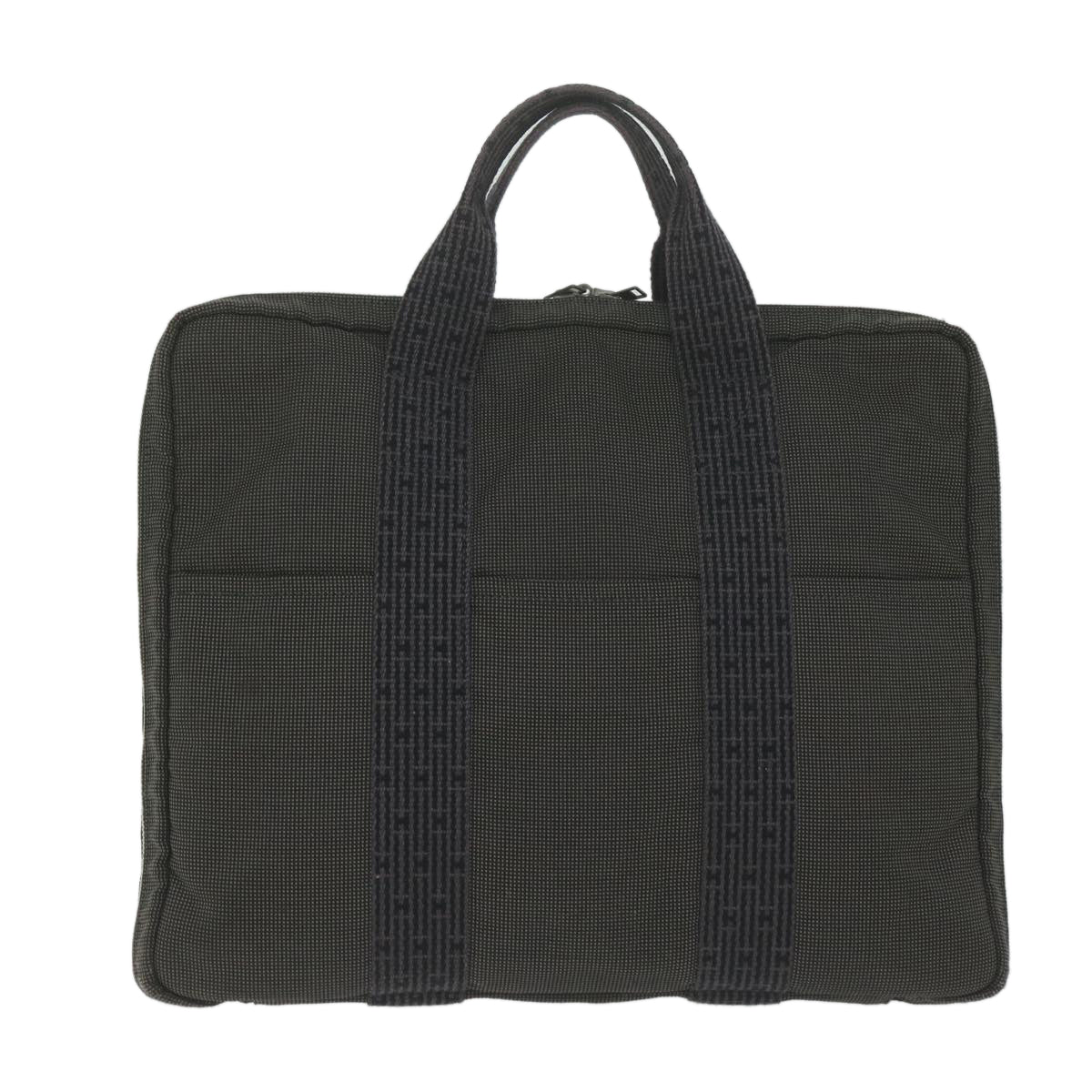 HERMES Her Line Hand Bag Canvas Gray Auth ai745