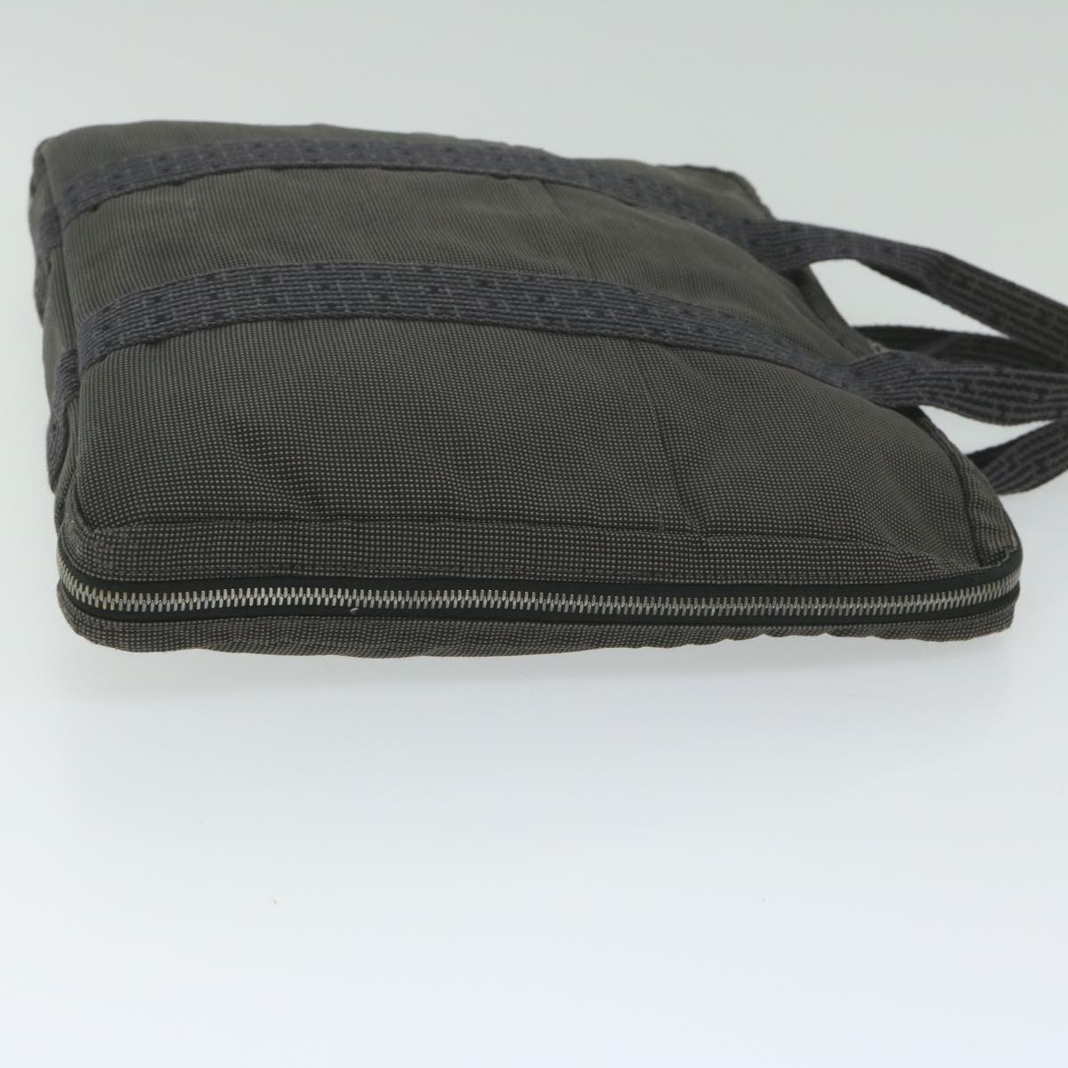 HERMES Her Line Hand Bag Canvas Gray Auth ai745