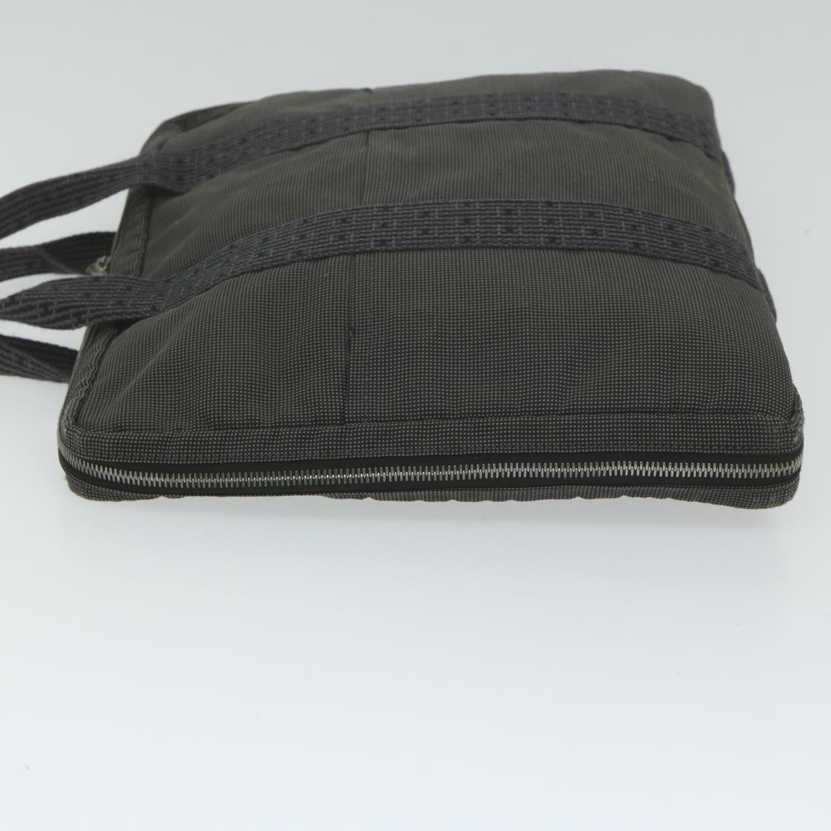 HERMES Her Line Hand Bag Canvas Gray Auth ai745