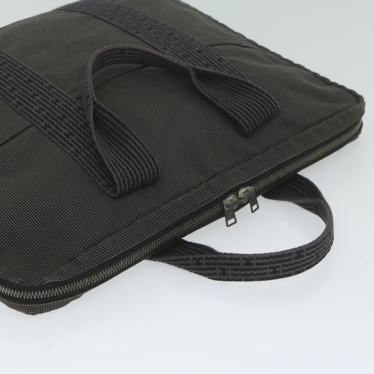 HERMES Her Line Hand Bag Canvas Gray Auth ai745