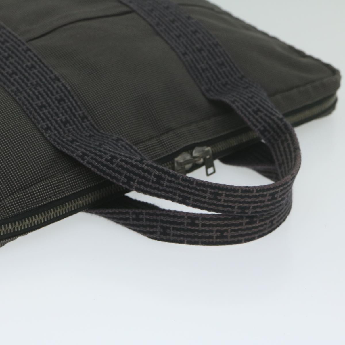 HERMES Her Line Hand Bag Canvas Gray Auth ai745