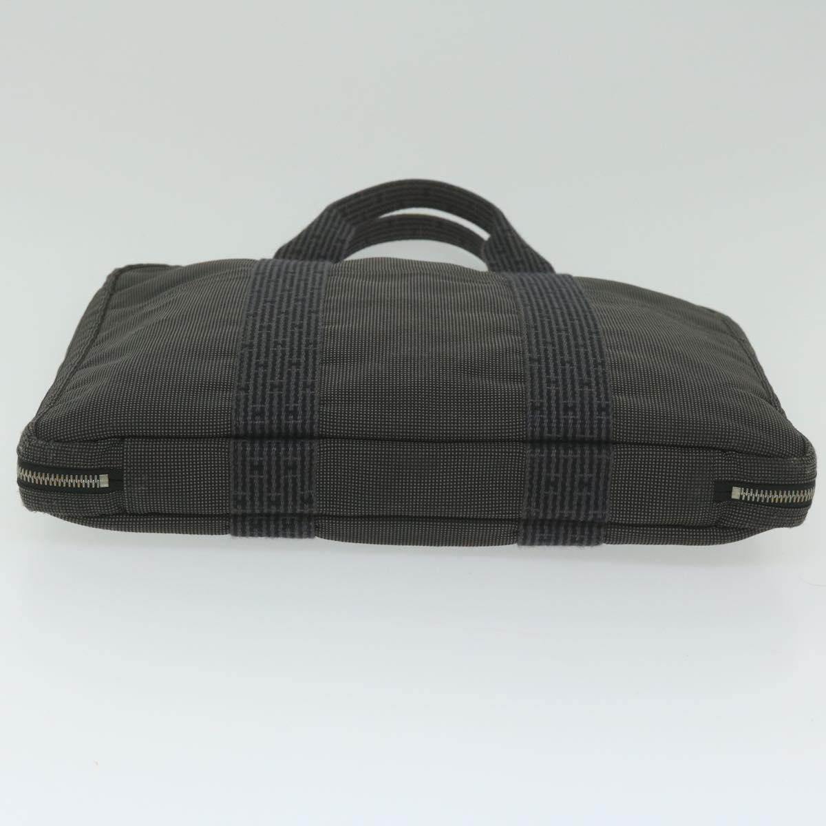 HERMES Her Line Hand Bag Canvas Gray Auth ai745