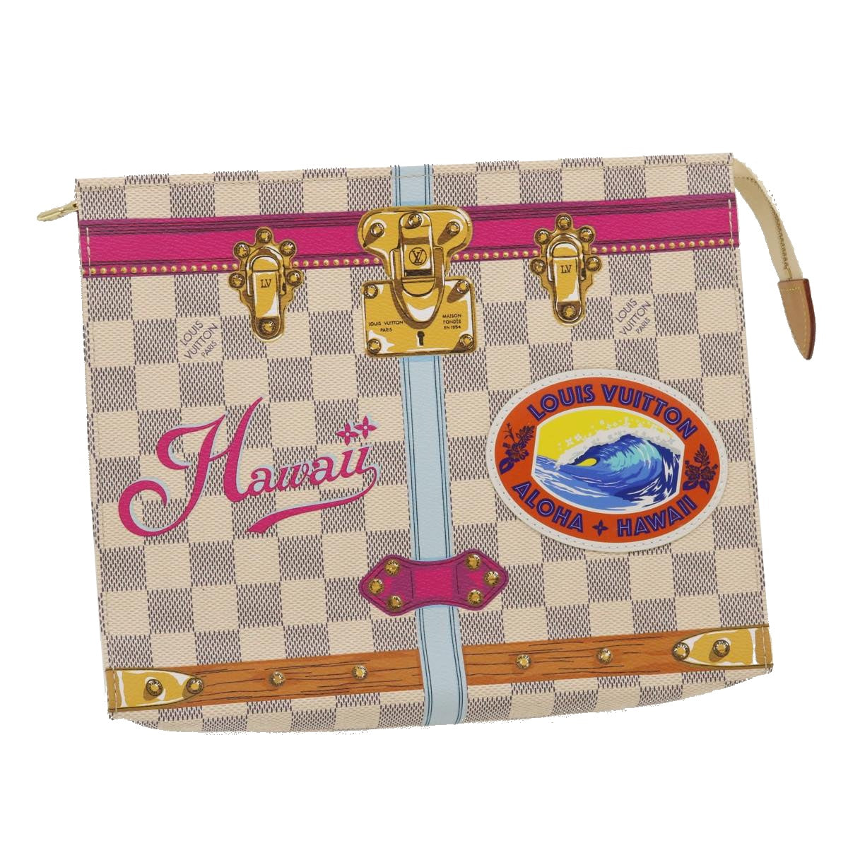 LOUIS VUITTON Damier Azur Poche Toilette 26 Pouch M41438 LV Auth ak181SAM