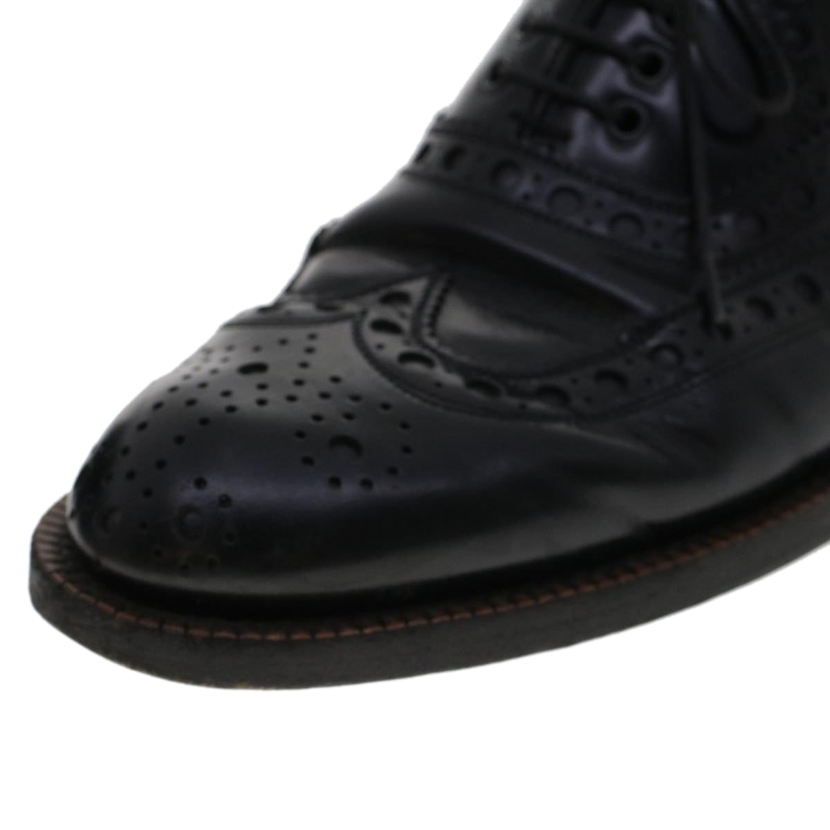 LOUIS VUITTON Wing Tip Medallio Shoes Leather 5.5 M Black MP3136 LV Auth ak214