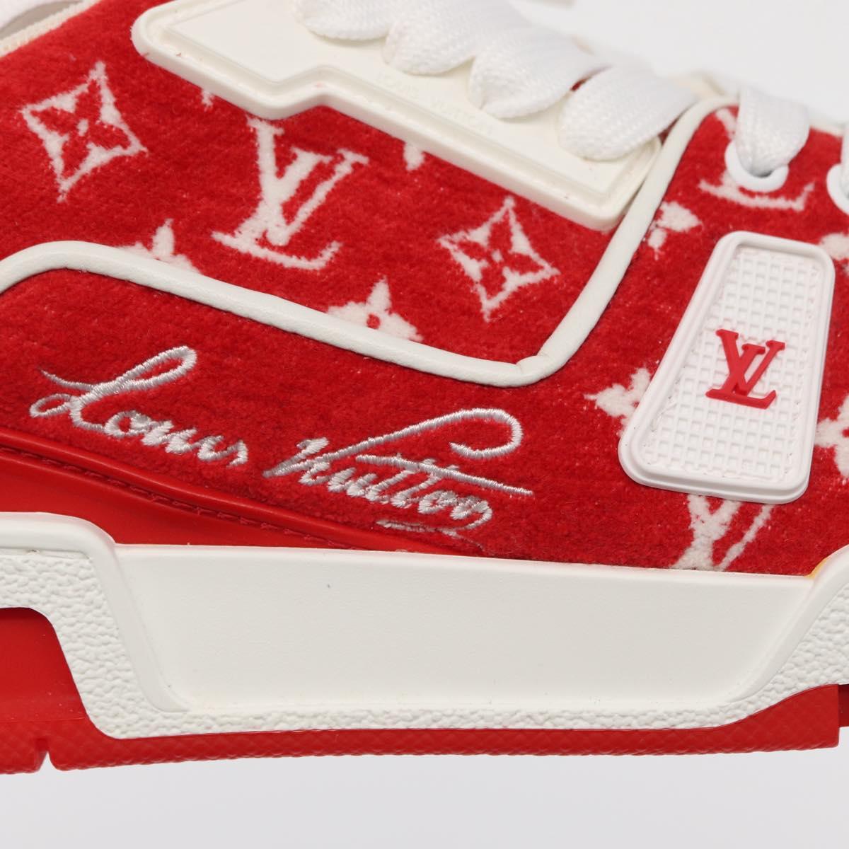 LOUIS VUITTON LV Rainer Line Fabric Sneakers Red LD0233 LV Auth ak217SM
