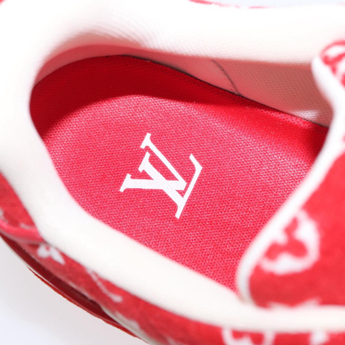 LOUIS VUITTON LV Rainer Line Fabric Sneakers Red LD0233 LV Auth ak217SM