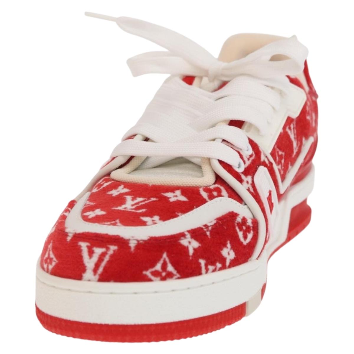LOUIS VUITTON LV Rainer Line Fabric Sneakers Red LD0233 LV Auth ak217SM