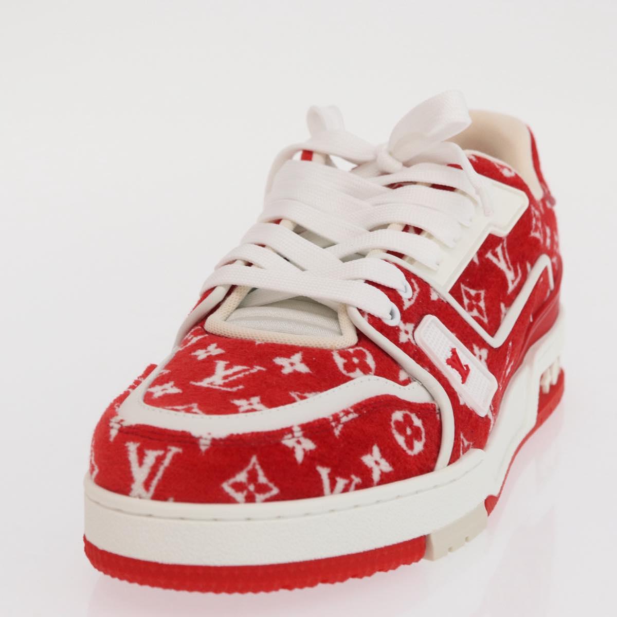 LOUIS VUITTON LV Rainer Line Fabric Sneakers Red LD0233 LV Auth ak217SM