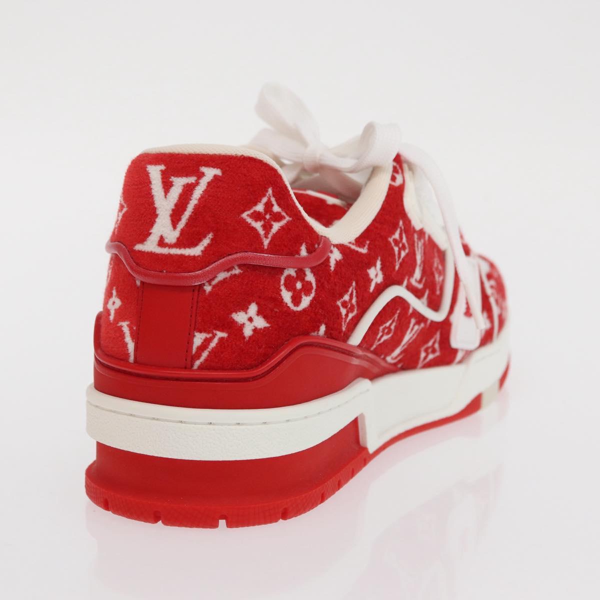 LOUIS VUITTON LV Rainer Line Fabric Sneakers Red LD0233 LV Auth ak217SM