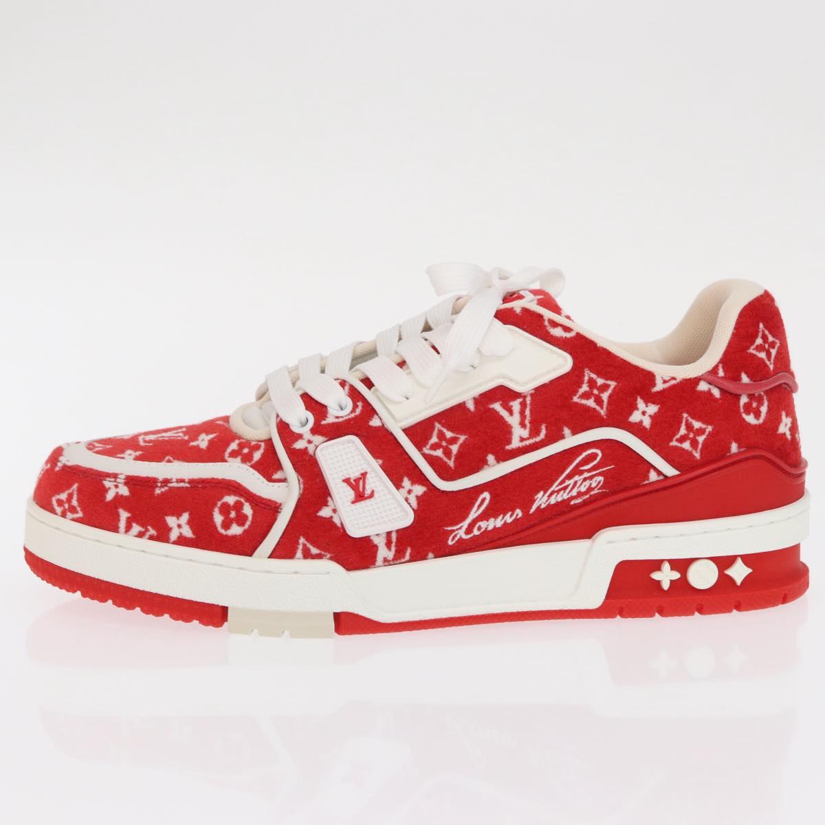 LOUIS VUITTON LV Rainer Line Fabric Sneakers Red LD0233 LV Auth ak217SM