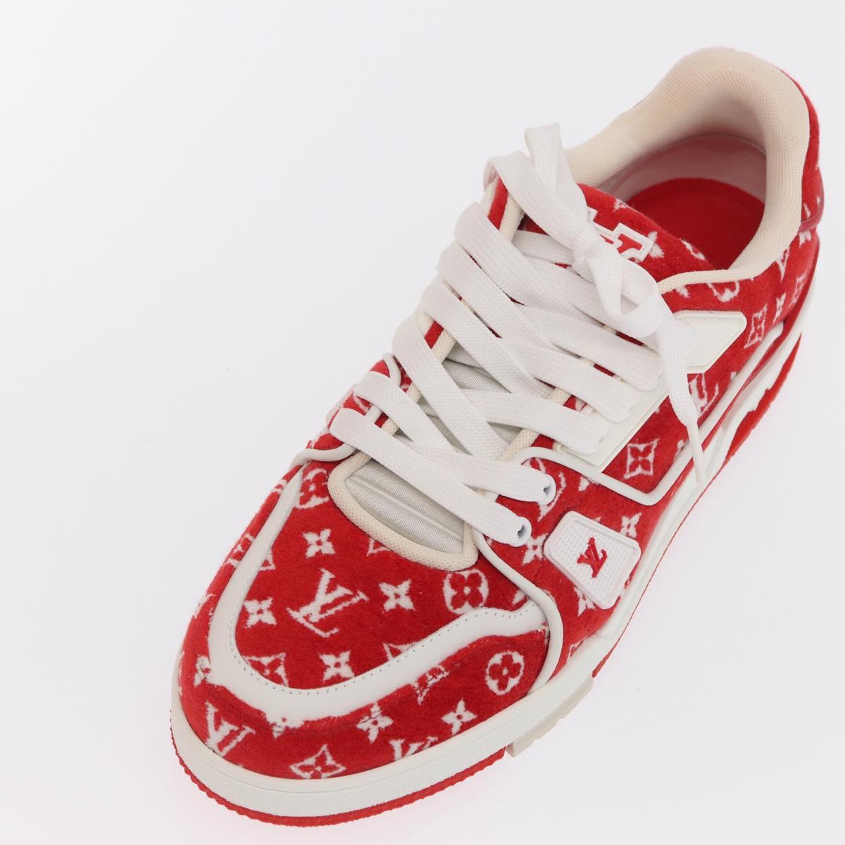 LOUIS VUITTON LV Rainer Line Fabric Sneakers Red LD0233 LV Auth ak217SM