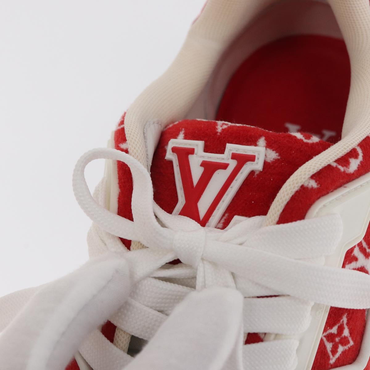 LOUIS VUITTON LV Rainer Line Fabric Sneakers Red LD0233 LV Auth ak217SM