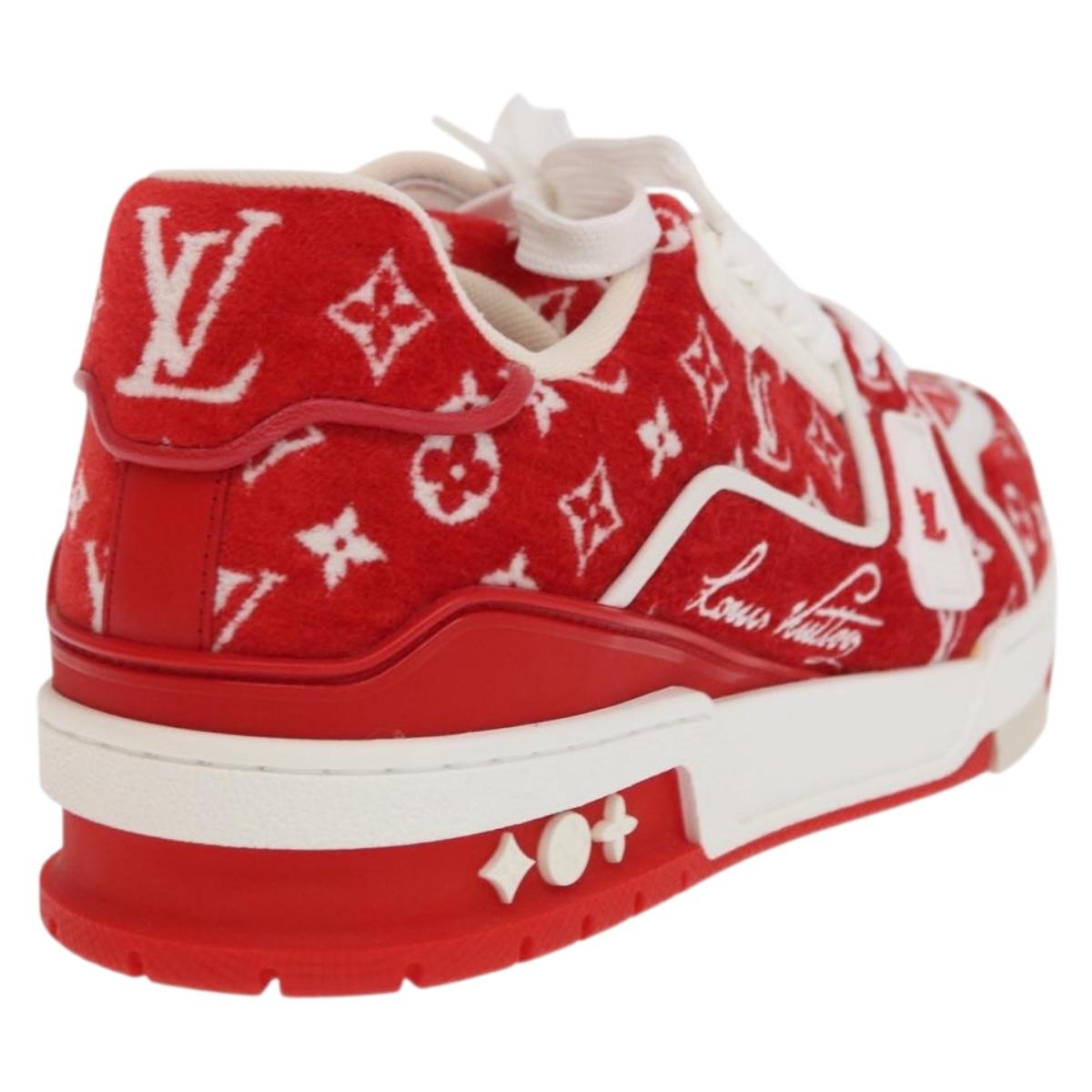 LOUIS VUITTON LV Rainer Line Fabric Sneakers Red LD0233 LV Auth ak217SM