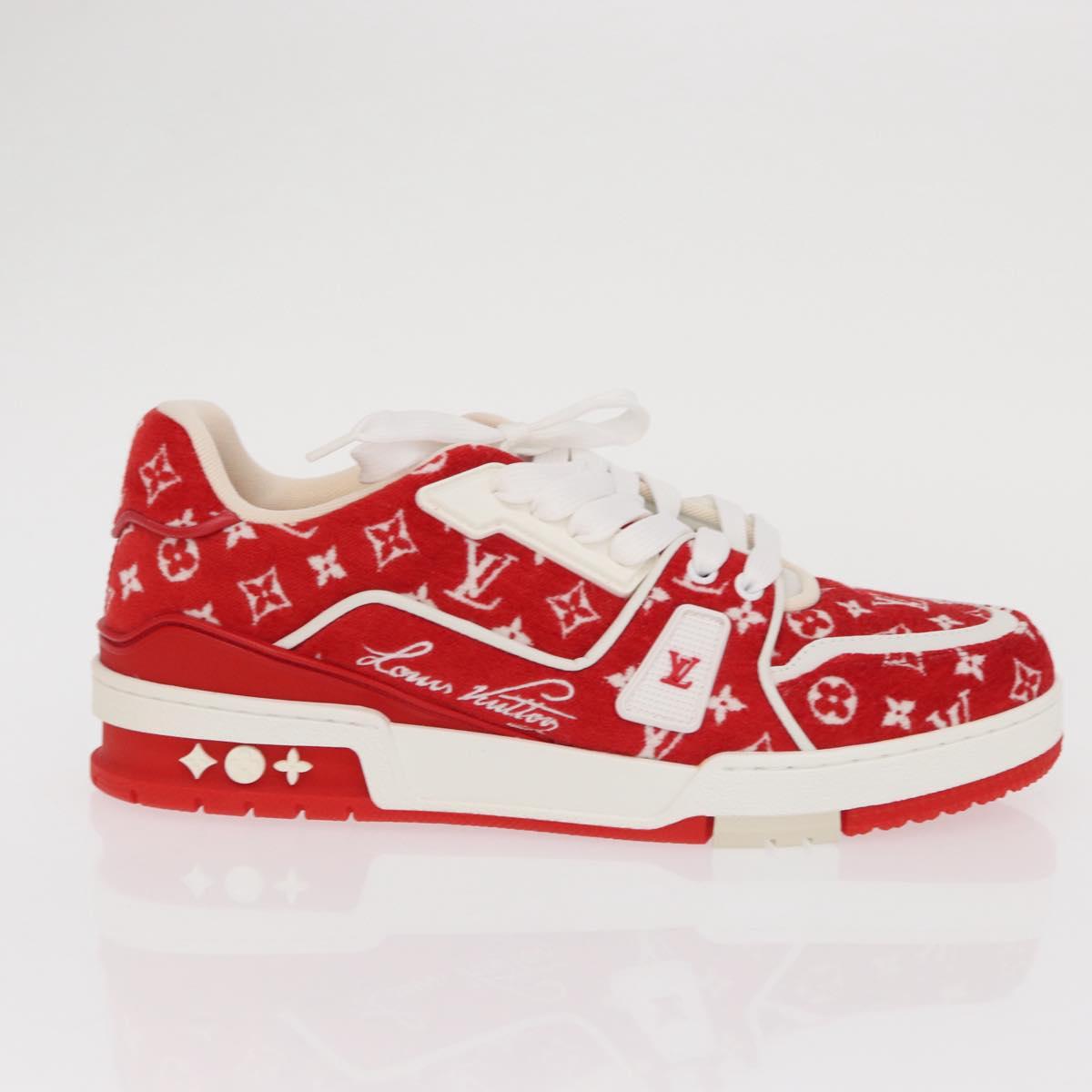LOUIS VUITTON LV Rainer Line Fabric Sneakers Red LD0233 LV Auth ak217SM