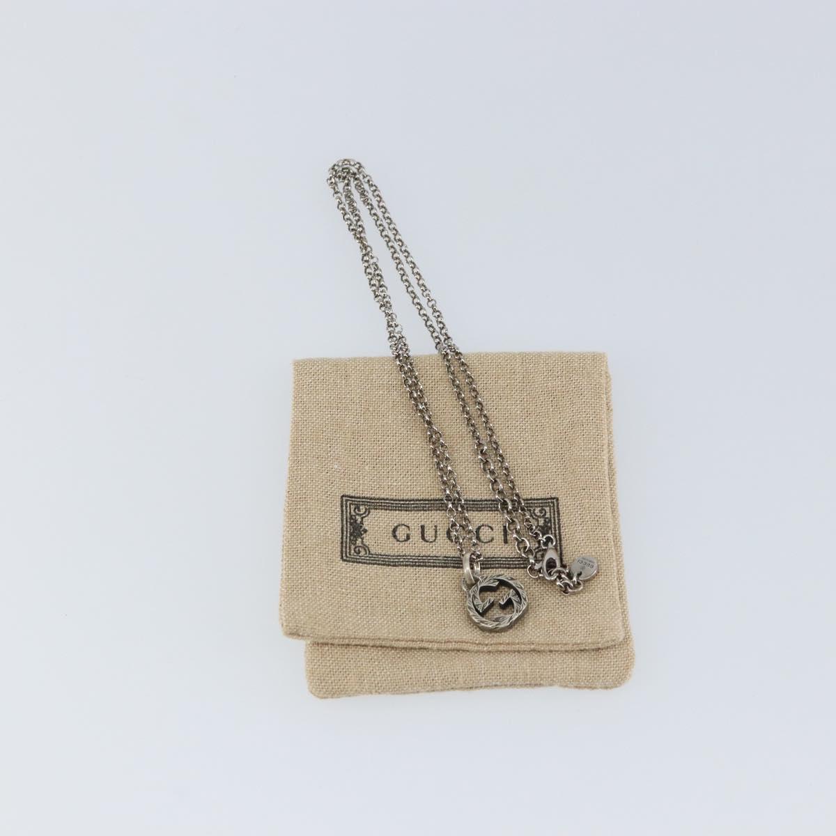 GUCCI GG Arabesque Interlocking Necklace Ag925 Silver Auth am10006