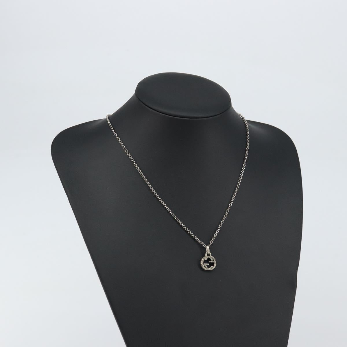 GUCCI GG Arabesque Interlocking Necklace Ag925 Silver Auth am10006